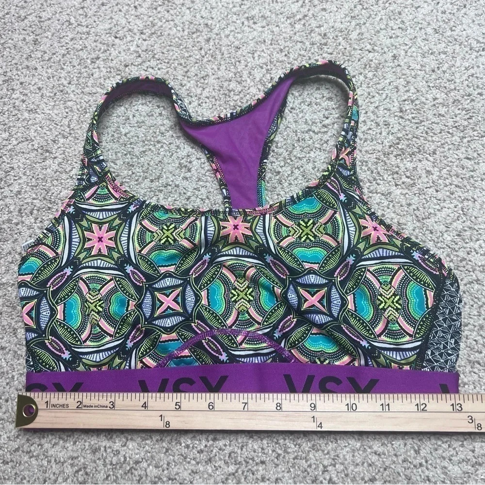 Victoria Sport Geometric Sports Bra VSX Victorias Secret Green Purple L - Picture 5 of 6